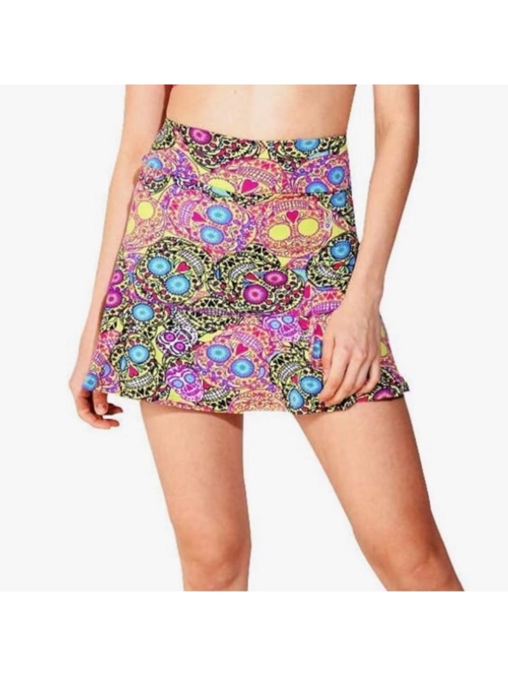 DONA JO Multicolor Skull Pattern Skort Women’s Sz 1‎ Medium Pickleball Tennis